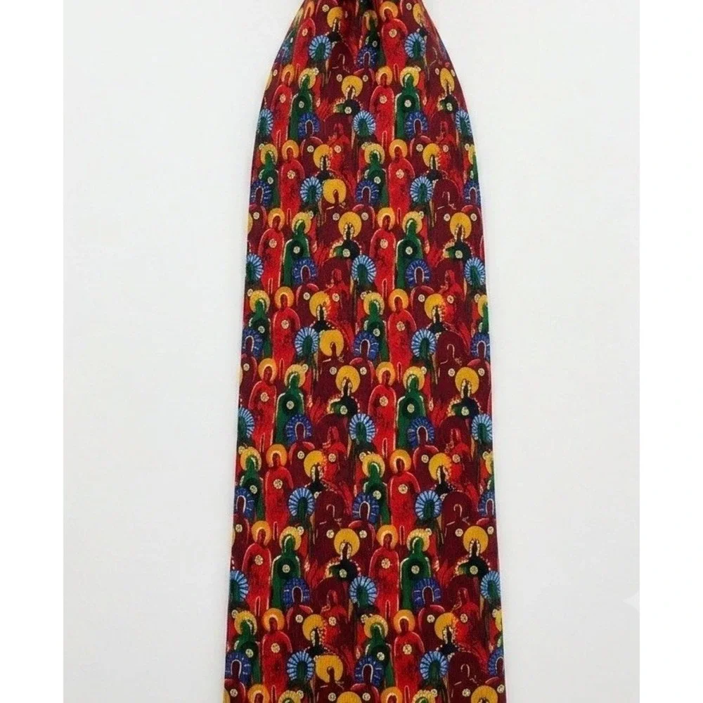 Carlos Santana Men's 100% Silk necktie Designer Red/Gold Live From The Heart